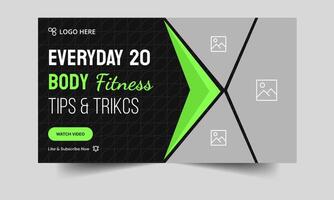 Trendy fitness thumbnail banner design for business idea tips and tricks, business concept cover banner design, eps 10 file format vector