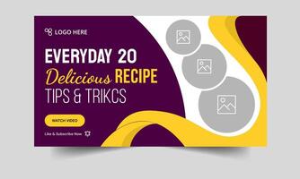 Recipe daily tips and tricks cover banner design, delicious food recipe tips and tricks cover banner design, editable eps 10 file format vector