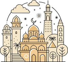 Islamic architecture in the middle east vector