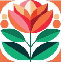 An orange flower with leaves and leaves on it vector