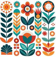 Retro floral pattern illustration vector