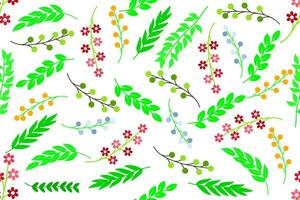 Vivid illustration of a floral pattern with leaves and flowers vector