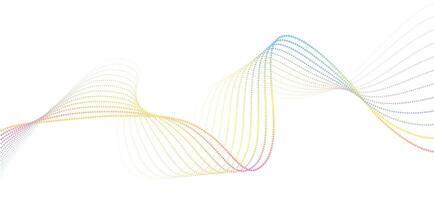Futuristic geometric shapes neon halftone wavy dotted lines in abstract composition. of gradient curved stripes. Modern design for equalizer, audio recording, digital art, web banners. vector