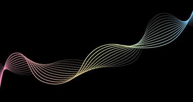 Futuristic geometric shapes neon halftone wavy lines in abstract composition. illustration of gradient curved stripes. Modern design for digital art, web banners, covers. vector