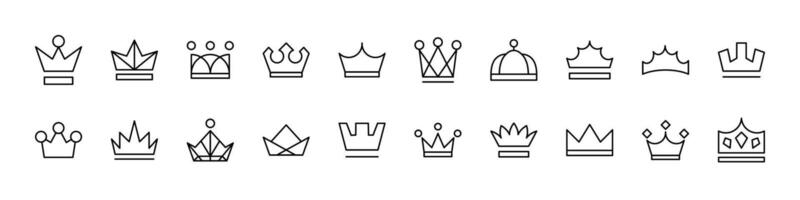 Crown Modern Outline Style Icons for Design, Cards, Apps, Social Networks vector