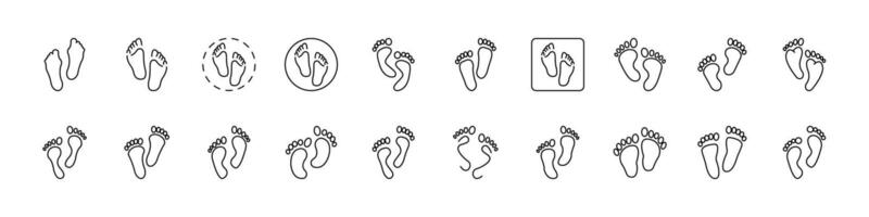 Footprint Line Icon Bundle. Outline Signs for Graphic and Web Design, Apps, Adverts, Various Cards vector