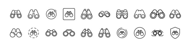 Binocular Line Icon Pack. Outline Signs for Graphic and Web Design, Apps, Adverts, Various Cards vector