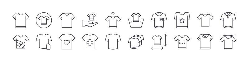 T Shirts Related Icon Set. Editable Stroke. Perfect for Web Sites, Books, Cards, Apps vector