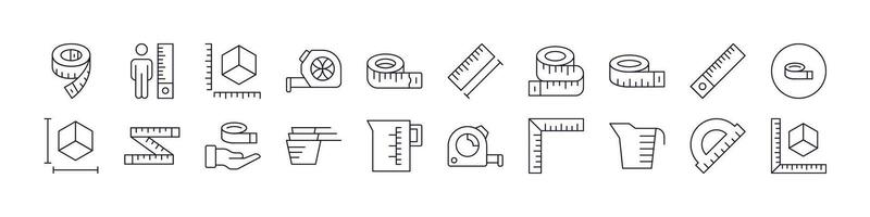 Measure Tape Collection of Thin Icons. Editable Stroke. Perfect for Web Sites, Books, Cards, Apps vector