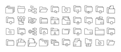 Computer Folder Line Icon Set. Outline Signs for Graphic and Web Design, Apps, Adverts, Various Cards vector