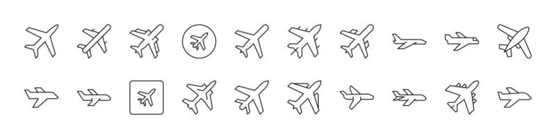 Aviation Line Icon Set. Plane Outline Signs for Graphic and Web Design, Apps, Adverts, Various Cards vector