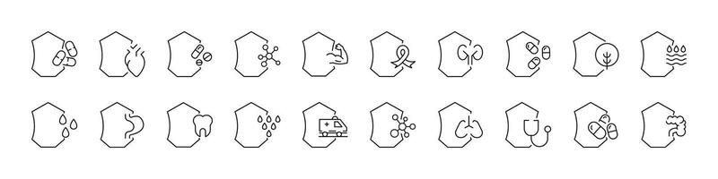 Health, Water, Tree Minimalistic Images Drawn with Thin Line. Collection of Various Design Elements that Can Be Used for Apps, Articles, Web Sites, Social Media vector