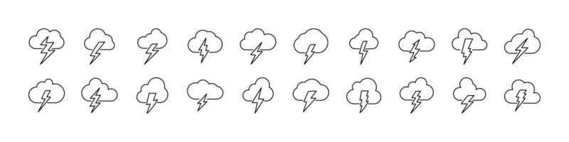 Lightning Pack of Thin Icons. Editable Stroke. Perfect for Web Sites, Books, Cards, Apps vector