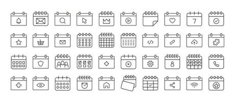 Calendar Line Icon Bundle. Outline Signs for Graphic and Web Design, Apps, Adverts, Various Cards vector