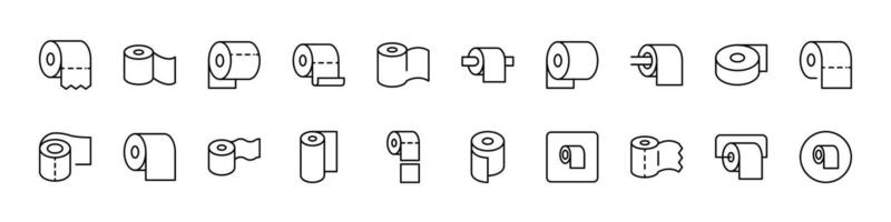 Toilet Paper Icon Set for UI, Placards, Books, Apps. Editable Stroke. Perfect for Web Sites, Books, Cards, Apps vector