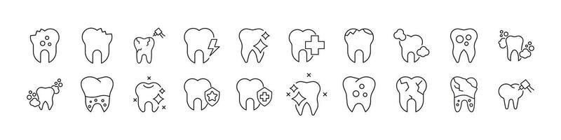 Teeth Modern Outline Style Icons for Design, Cards, Apps, Social Networks vector