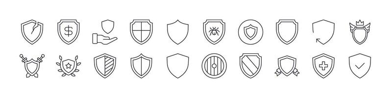 Shield Related Line Icons for Web Sites, Books, Cards, Apps. Editable Stroke. Perfect for Web Sites, Books, Cards, Apps vector