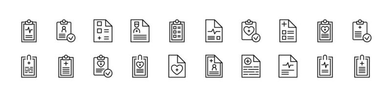 Doctor Prescription Icon Set for UI, Placards, Books, Apps. Editable Stroke. Perfect for Web Sites, Books, Cards, Apps vector