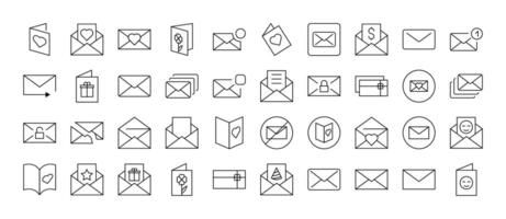 Envelope, Mail, Post Line Icon Pack. Outline Signs for Graphic and Web Design, Apps, Adverts, Various Cards vector