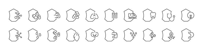 Health, Water, Tree Pictograms Drawn with Thin Line. Collection of Various Design Elements that Can Be Used for Apps, Articles, Web Sites, Social Media vector