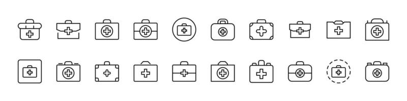 Medical Suitcase Bundle of Thin Icons. Editable Stroke. Perfect for Web Sites, Books, Cards, Apps vector