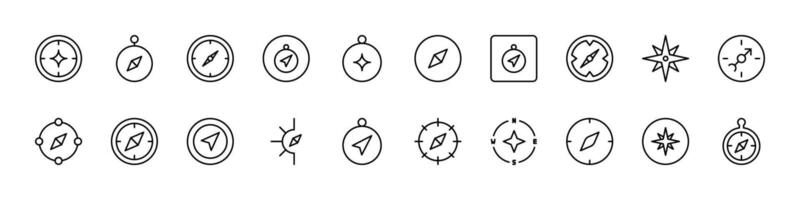 Compass Line Icon Collection. Minimalistic Linear Pictogram for Web and Graphic Design, Apps, Banners, Social Network and Cards vector