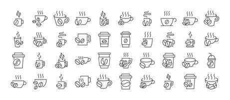 Coffee Beans with Mug Line Icon Pack. Outline Signs for Graphic and Web Design, Apps, Adverts, Various Cards vector