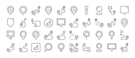 Map Pin Thin Line Icon Set. Outline Signs for Graphic and Web Design, Apps, Adverts, Various Cards vector