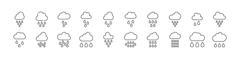 Rain Line Icon Set. Outline Signs for Graphic and Web Design, Apps, Adverts, Various Cards vector