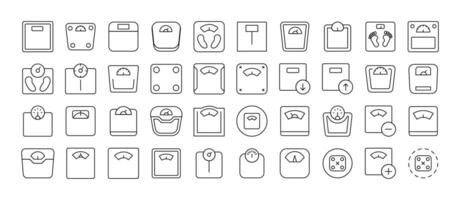 Floor Scale Line Icon Pack. Outline Signs for Graphic and Web Design, Apps, Adverts, Various Cards vector
