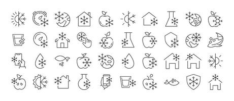 Pack of Items by Snowflakes Related Line Icons. Outline Signs for Graphic and Web Design, Apps, Adverts, Various Cards vector
