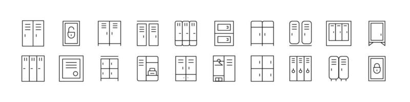 Locker Related Icon Set. Editable Stroke. Perfect for Web Sites, Books, Cards, Apps vector