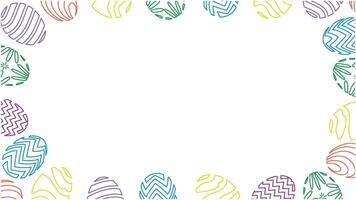 Happy easter day. Vibrant easter eggs frame with a clean white backdrop and artistic patterns vector