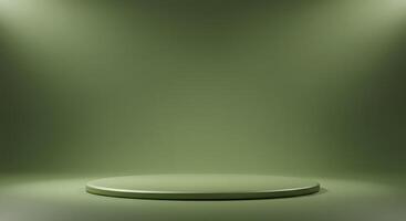 Olive Green Round Platform for Product Display or Mockup Presentation photo