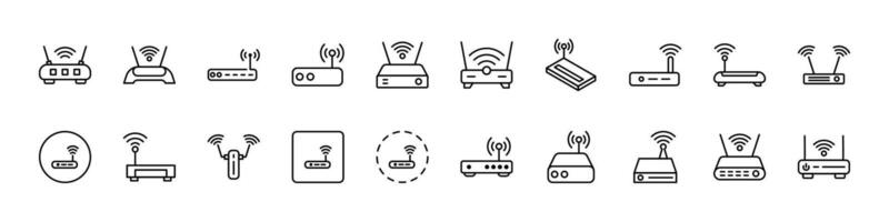 Wi Fi Router Thin Icons Collection. Editable Stroke. Perfect for Web Sites, Books, Cards, Apps vector