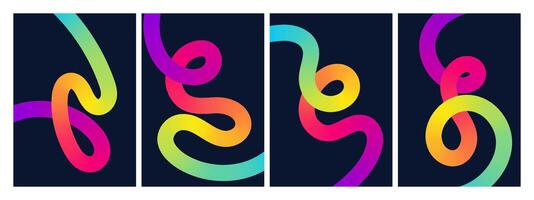 Vibrant gradient abstract backgrounds with 3D color lines modern art for posters, prints, and postcards vector