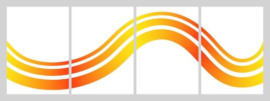 Abstract gradient waves with dynamic orange and yellow lines, smooth curves forming modern modular constructions. Bright compositions for posters and interiors vector