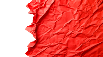 Red Wrinkled Paper Surface Texture and Torn Edge, cut out transparent png