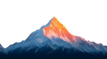 Mountain peak glowing in sunrise light, alpine scenery, cut out transparent png