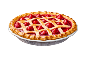 Appetizing strawberry pie with lattice crust dessert, cut out transparent png