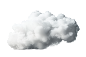 Fluffy cloud with realistic volume and shadows, cut out transparent png