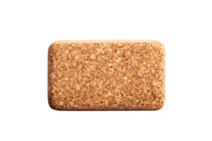 Rectangular block of cork, texture and unique natural pattern, cut out transparent png