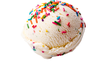 A scoop of ice cream with sprinkles, cut out transparent png