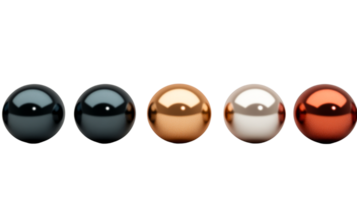 Metallic sphere balls in various shades of colors, cut out transparent png