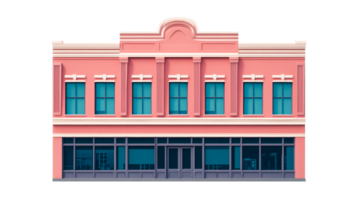 Facade of a retro building with windows, cut out transparent png