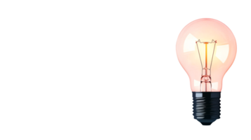 Illuminated lightbulb against black background, cut out transparent png