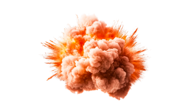 Orange cloud of smoke, explosion, blast with fire sparks