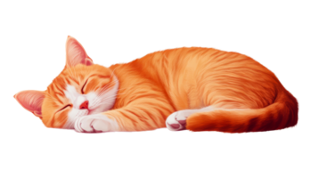 Ginger kitten sleeping peacefully, cute domestic animal, pet artwork, cut out transparent png