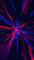 An explosion of fast moving glowing neon colored energy light beams flowing towards the camera. Looping HD vertical animation. video