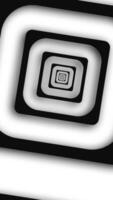 Clean modern black and white geometric background with repeating rounded extruded squares creating a hypnotic tunnel effect. Looping HD vertical abstract background. video